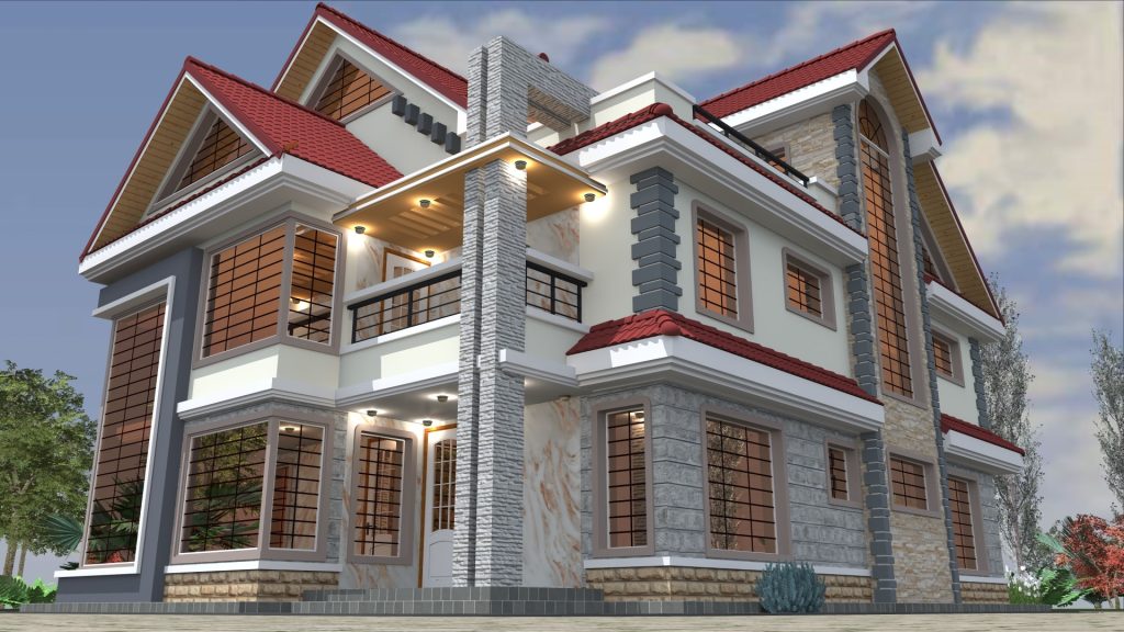 5BR Maisonette House Plans in Kenya