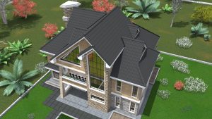 5 br maisonette house designs in Kenya with attic roof