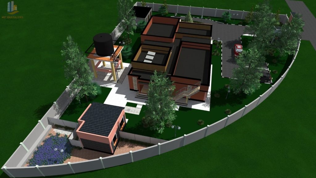 4br bungalow house designs in Kenya flat roof